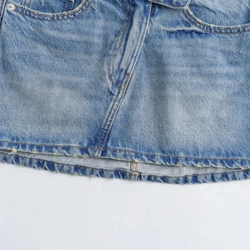 2024 New Spring and Summer  Women's Mini Skirts Fashion Women Denim Skirts Casual Chic High Street Ladies Skirt