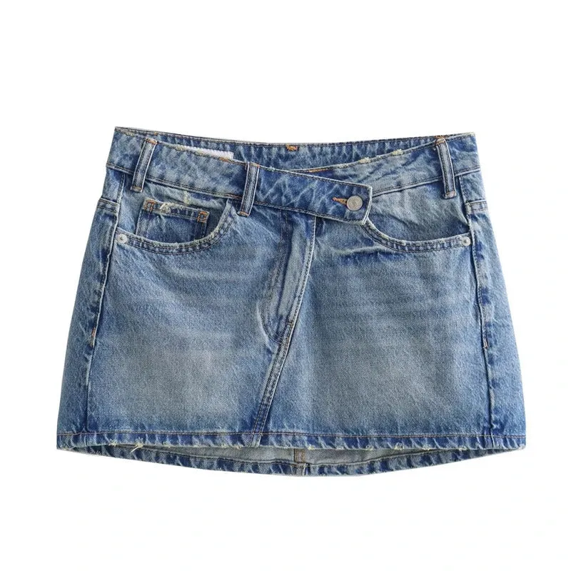 2024 New Spring and Summer  Women's Mini Skirts Fashion Women Denim Skirts Casual Chic High Street Ladies Skirt