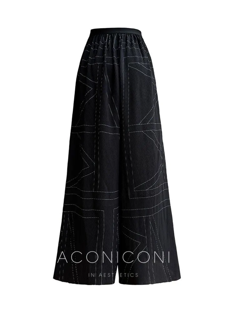 Aconiconi Luxury Casual Loose Pleated Waist Pants- Misty