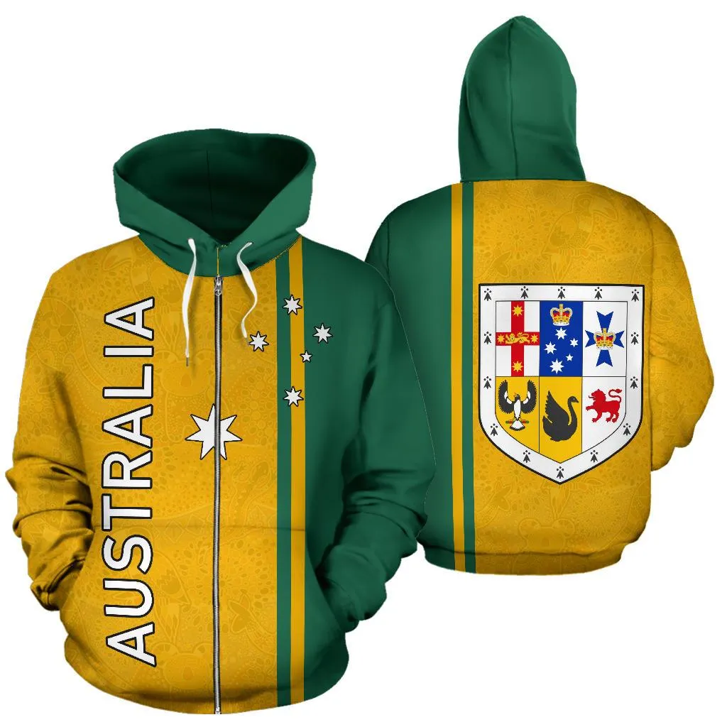 Australia All Over Zip-Up Hoodie - Straight Version - Bn04