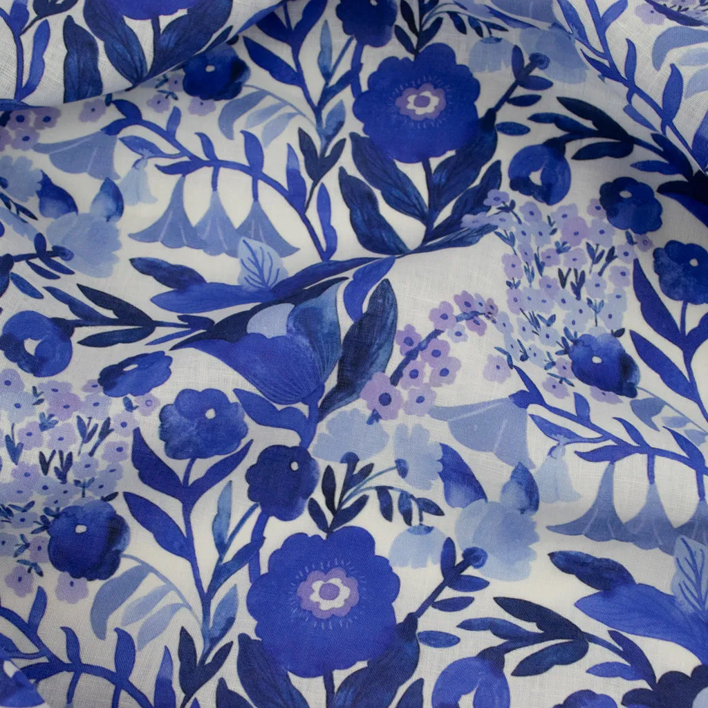 Blue Blooms Printed Linen