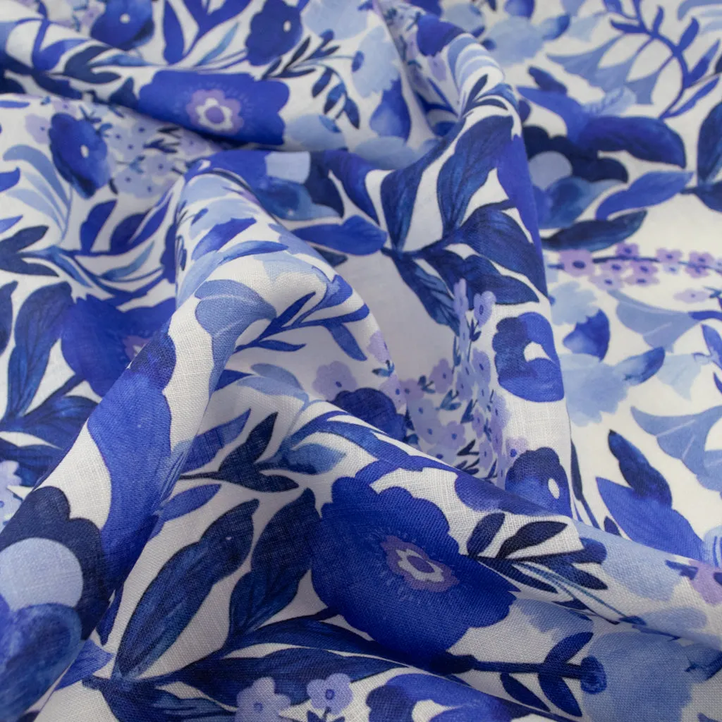 Blue Blooms Printed Linen