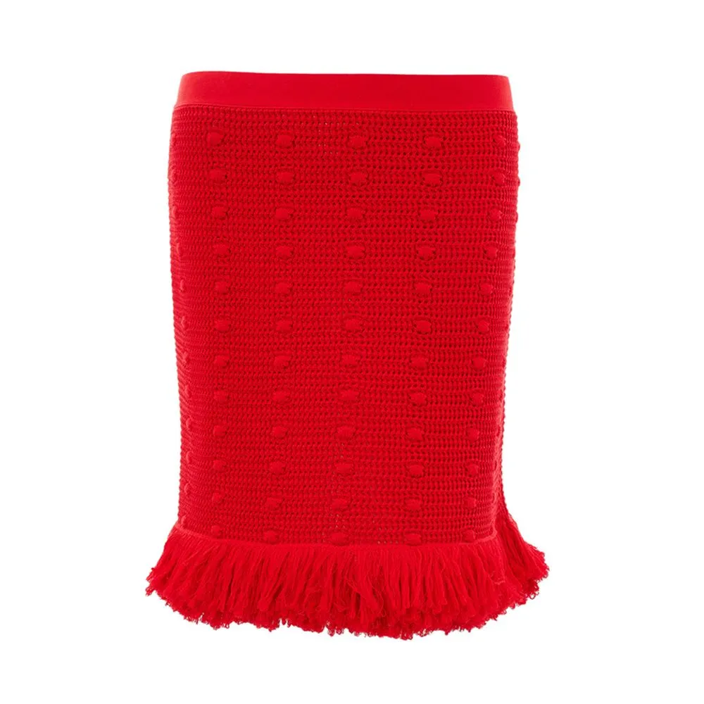 Bottega Veneta Elegant Red Cotton Skirt for Chic Elegance