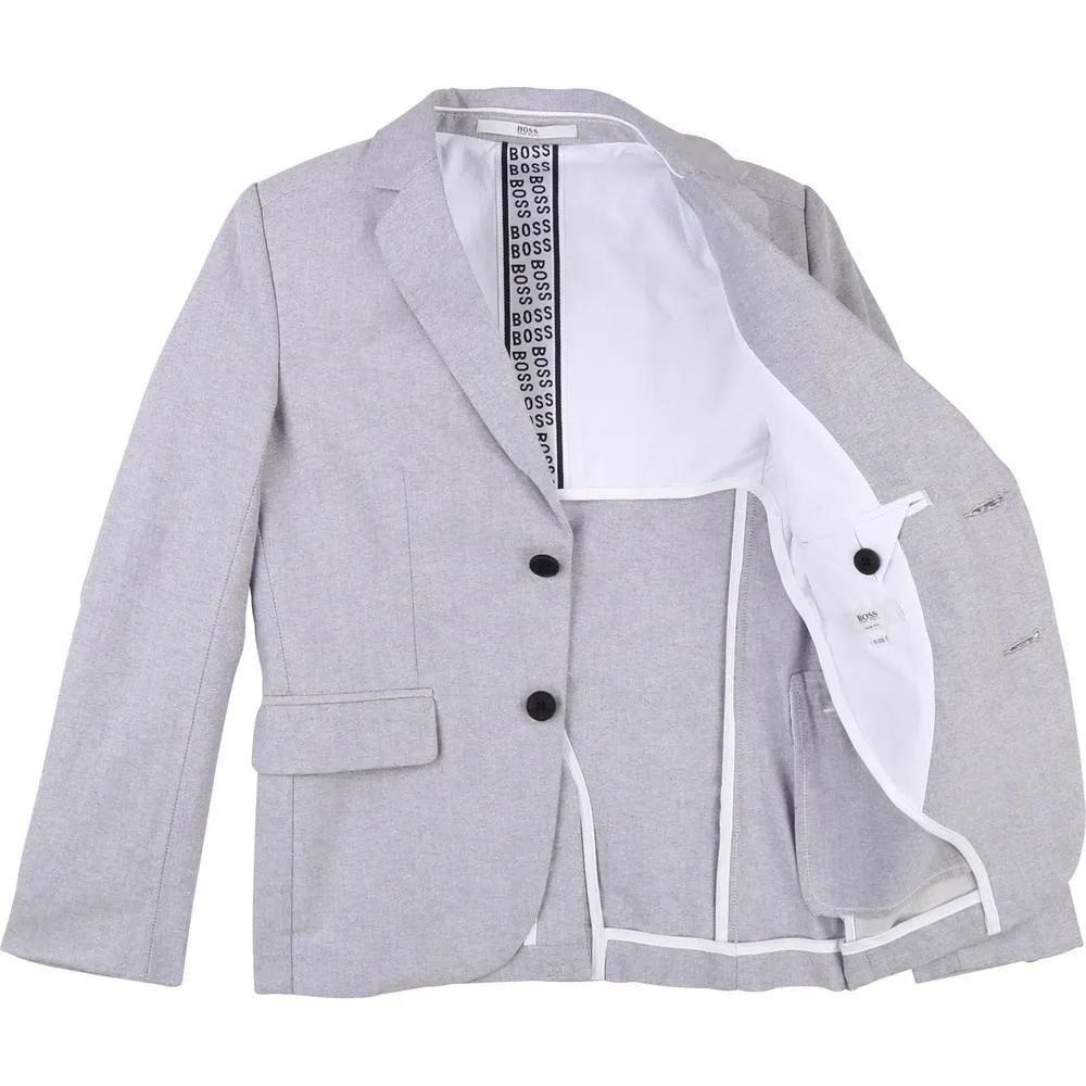 Boys Grey Cotton Suit Jacket