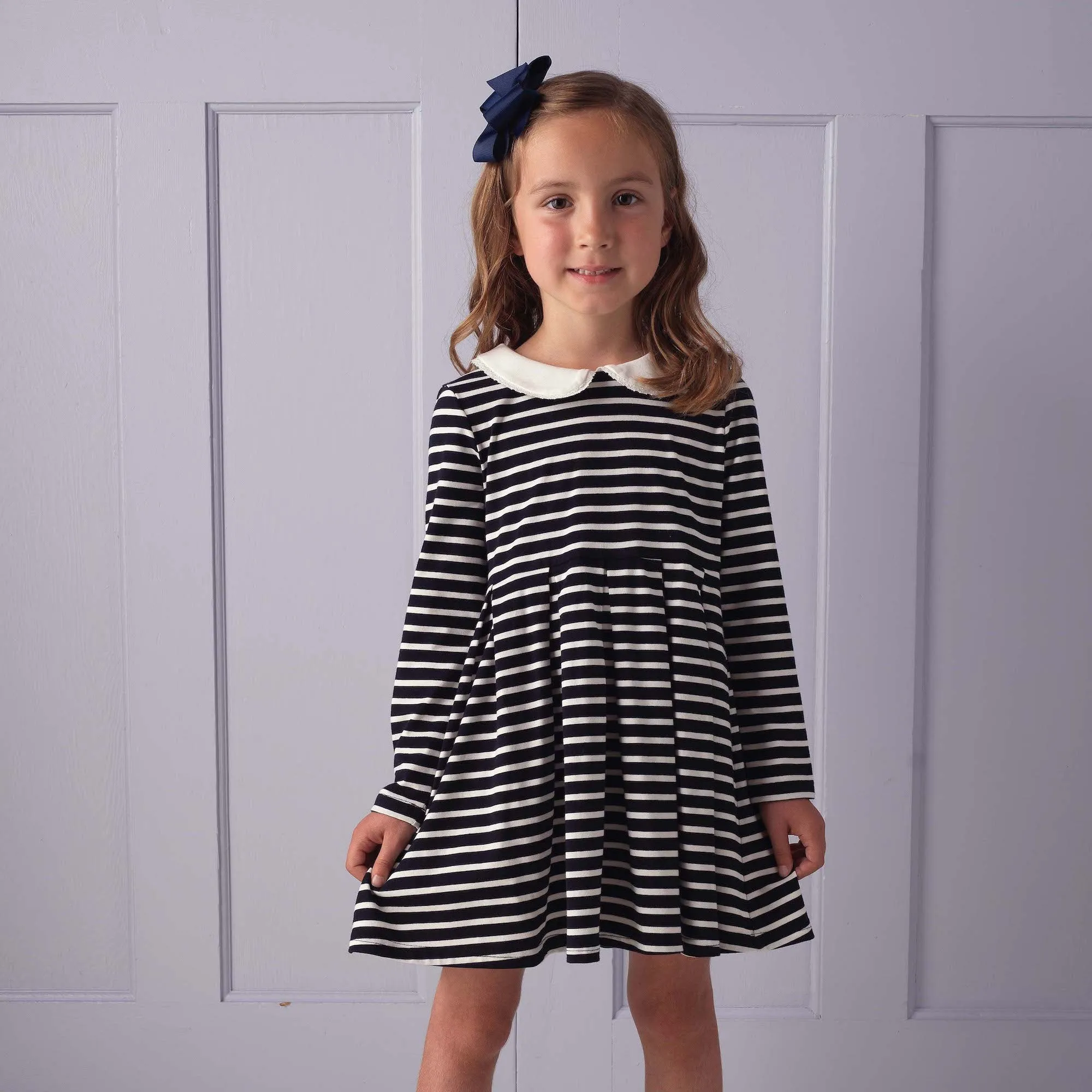 Breton Stripe Jersey Dress, Navy