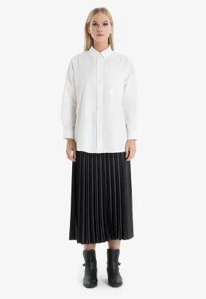 Choice Pleated Midi Skirt Dark Grey