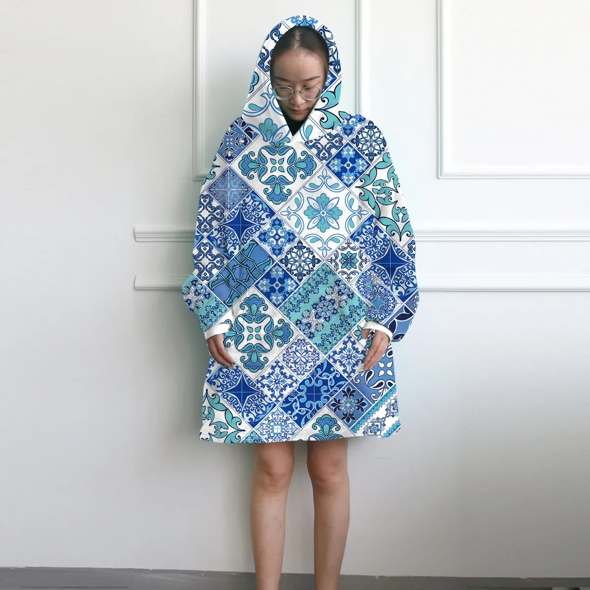 Coastal Mosaic Wearable Blanket Hoodie