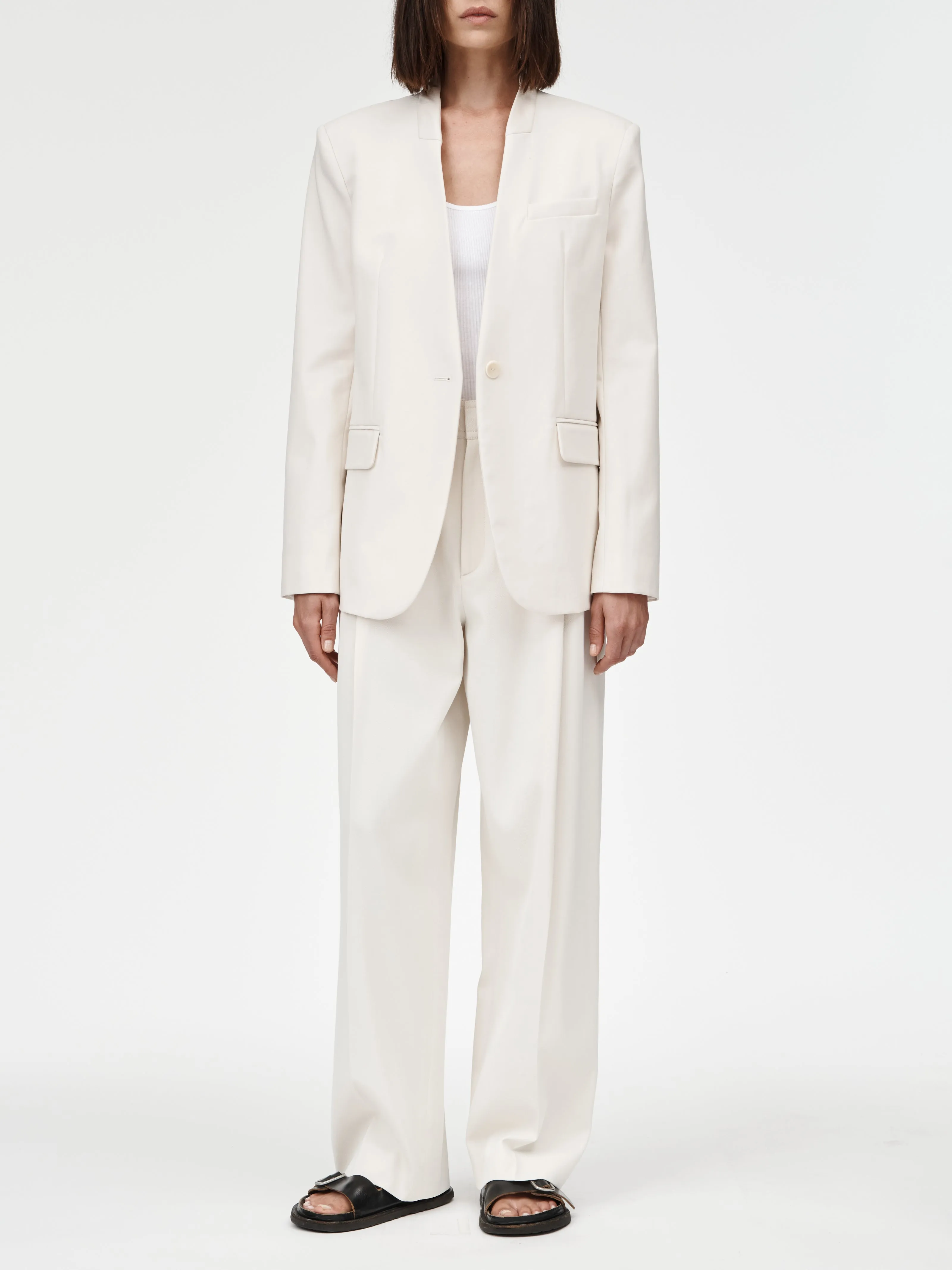 Collarless Blazer in Ivory