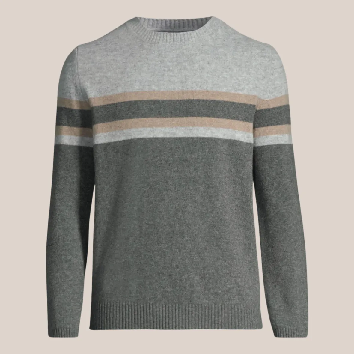 Colour Block Crew Neck Sweater - Grey