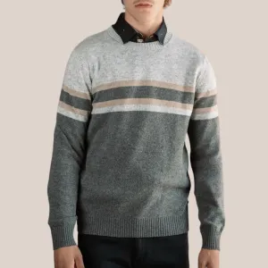 Colour Block Crew Neck Sweater - Grey