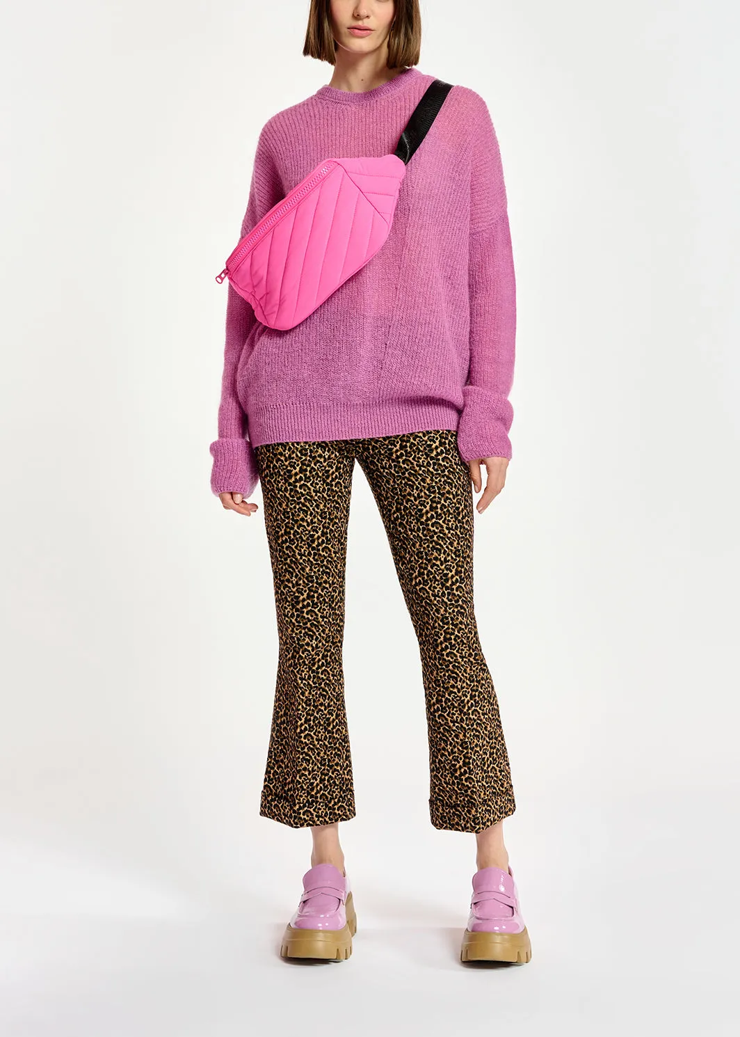 Dark lilac oversized mohair-blend knit sweater