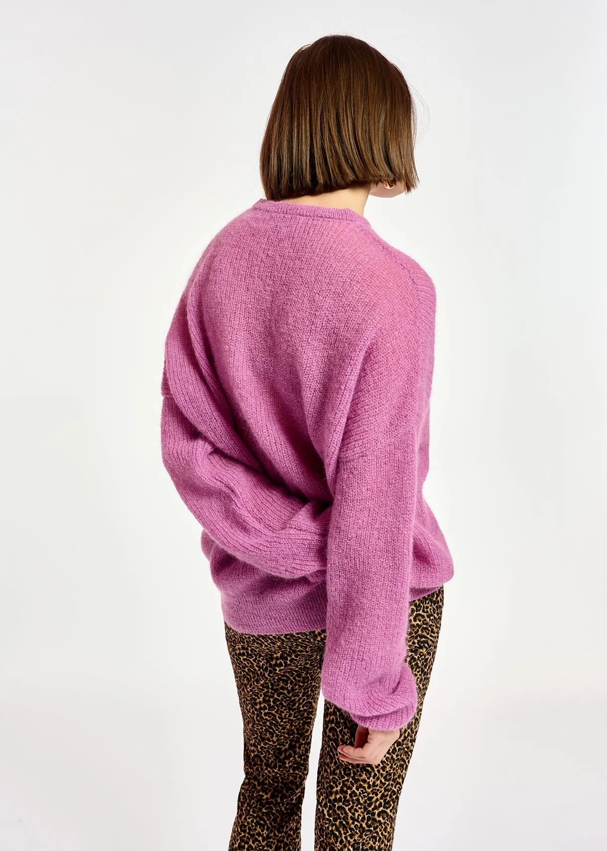 Dark lilac oversized mohair-blend knit sweater