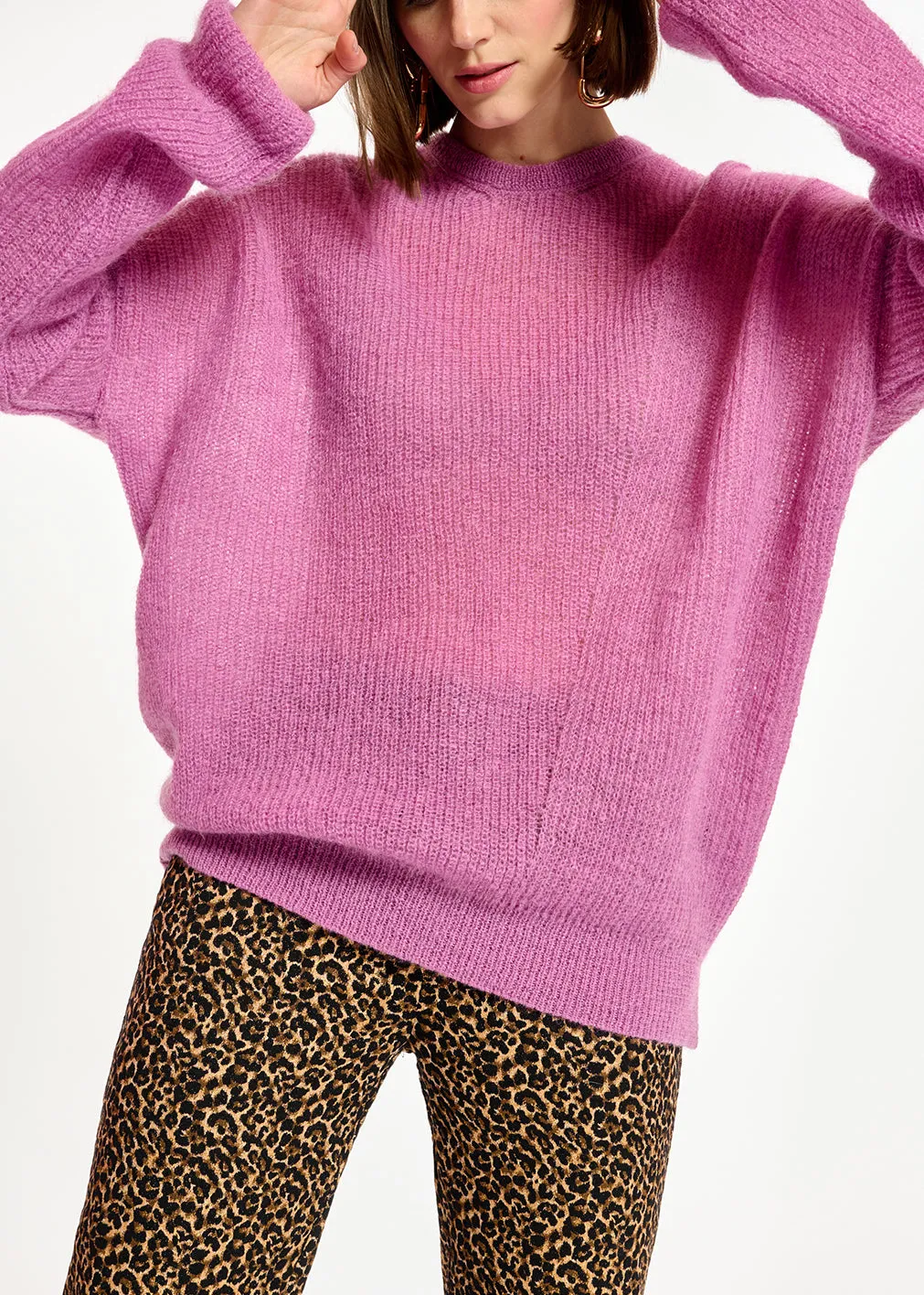 Dark lilac oversized mohair-blend knit sweater