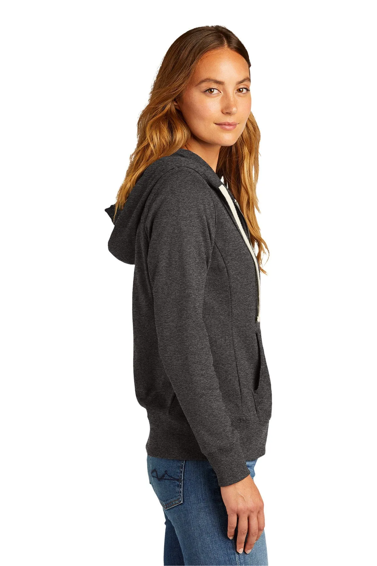 District Women's Re-Full-Zip Hoodies, Charcoal Heather