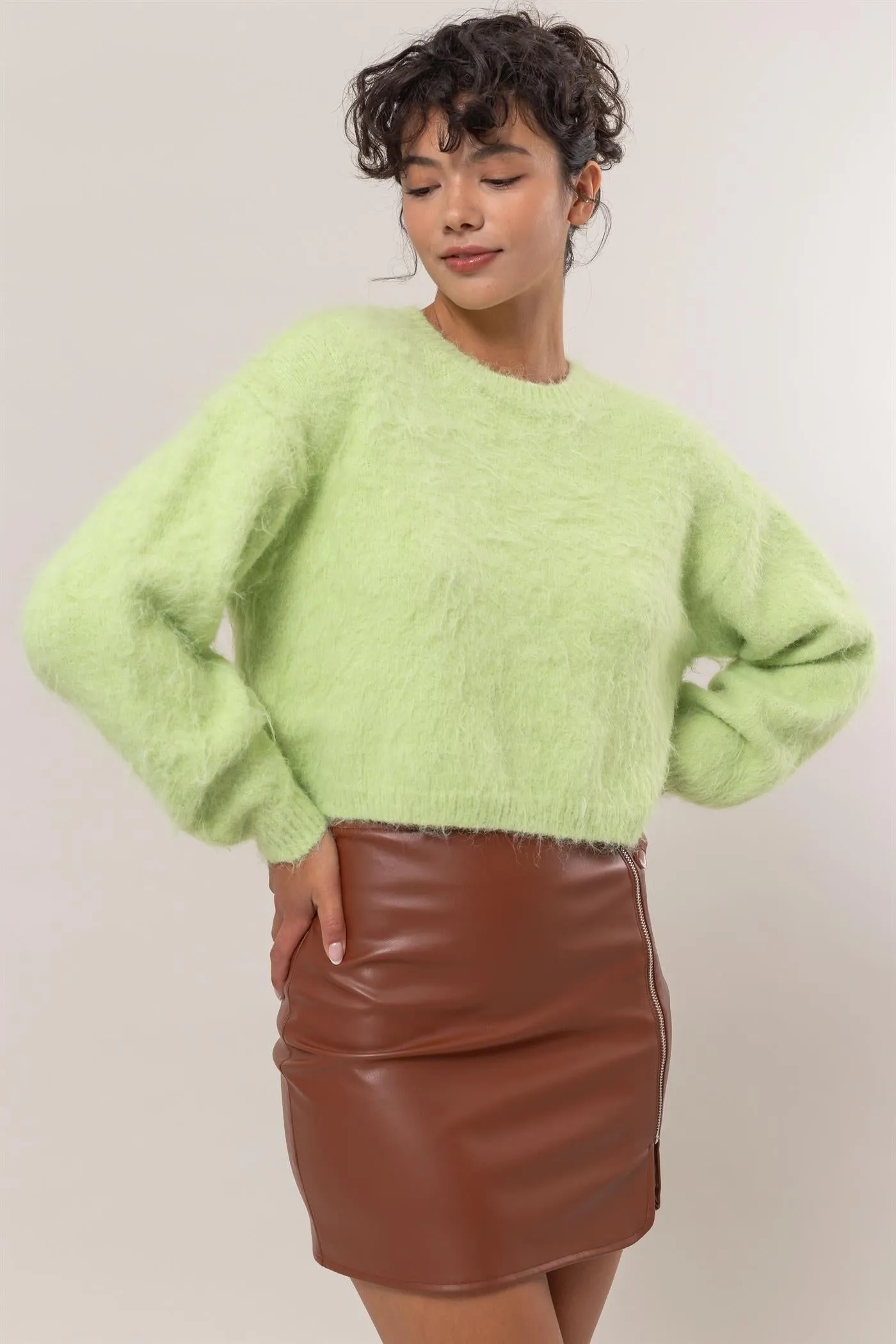 DZ25A576-Wool Blend Cropped Sweater