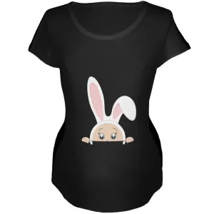 Easter - Peeking Baby Black Maternity Soft T-Shirt