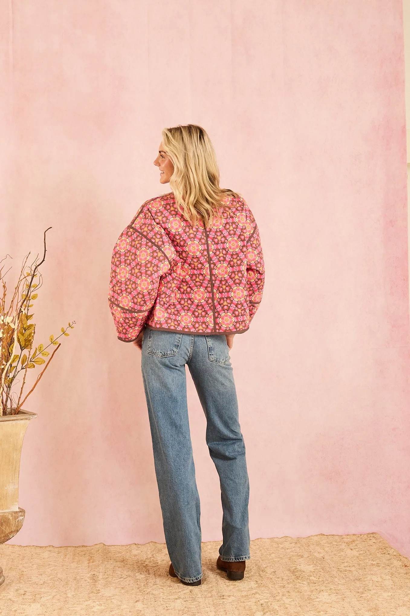 Eloise Reversible Quilted Jacket - Wildflower Pink