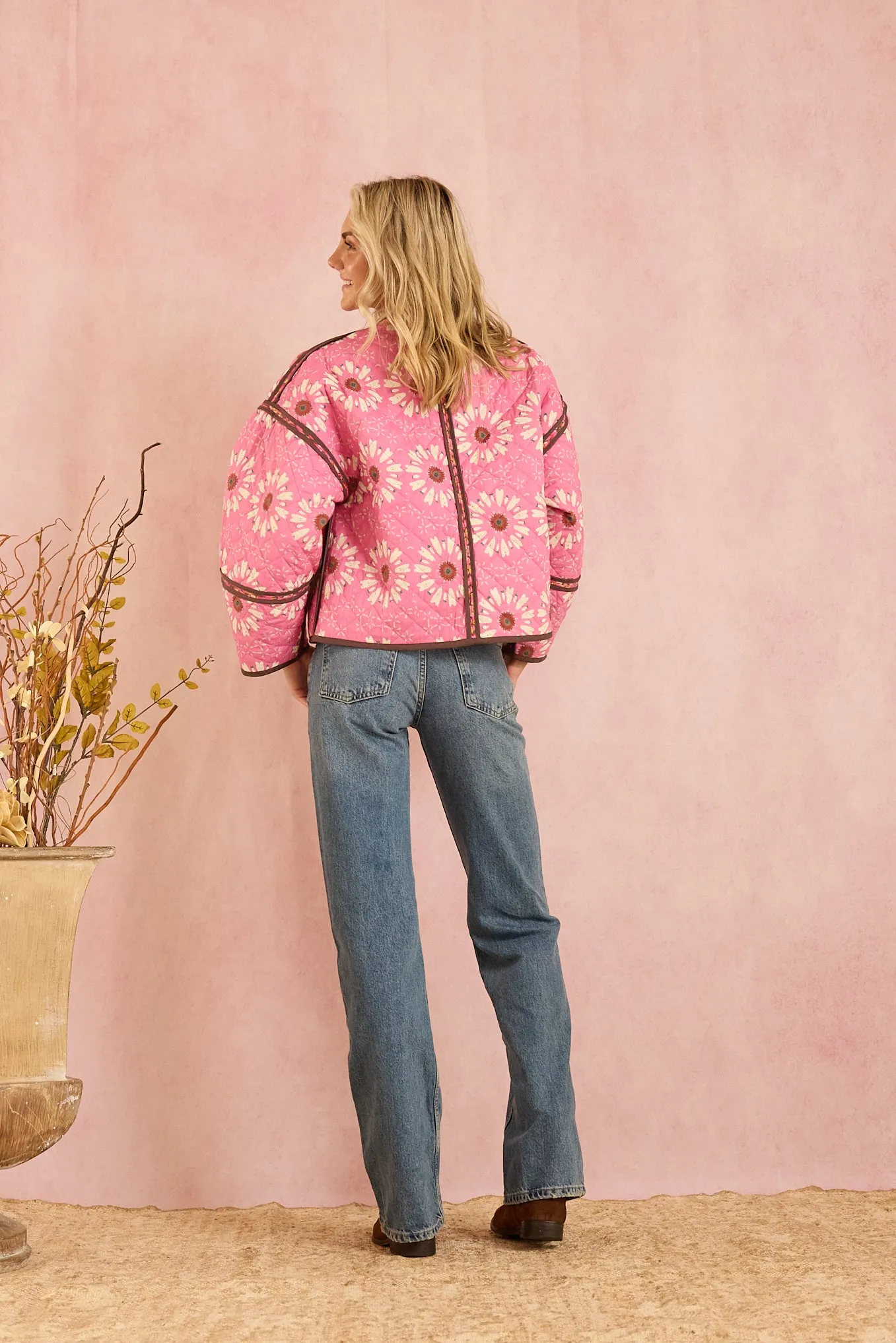 Eloise Reversible Quilted Jacket - Wildflower Pink