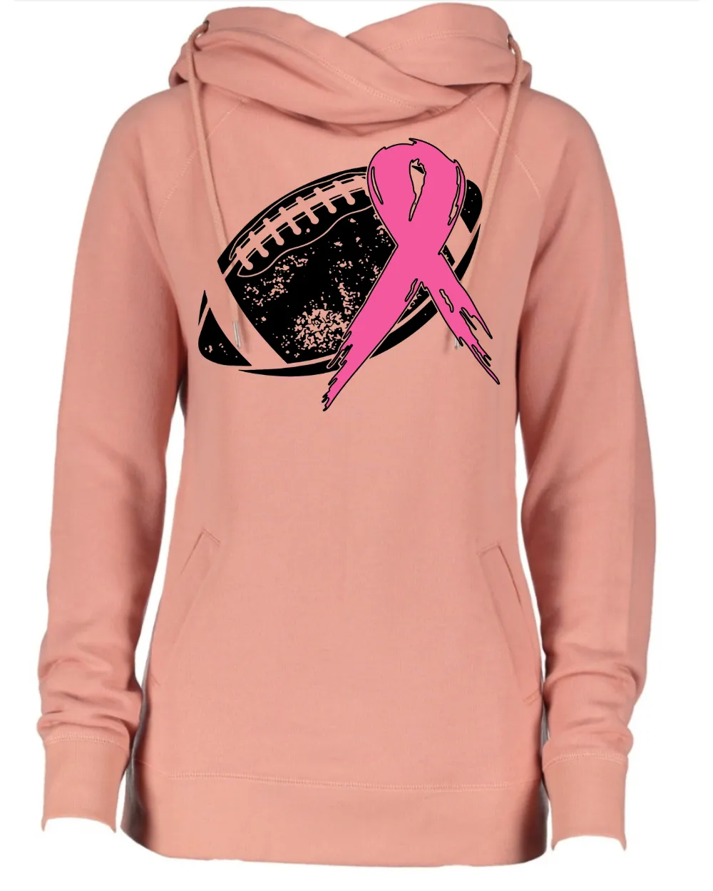 Football Ribbon Pink Out Tackle Cancer Football Cowl Double Hood Top