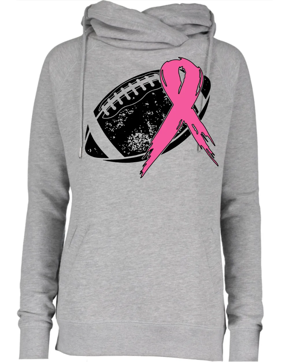 Football Ribbon Pink Out Tackle Cancer Football Cowl Double Hood Top