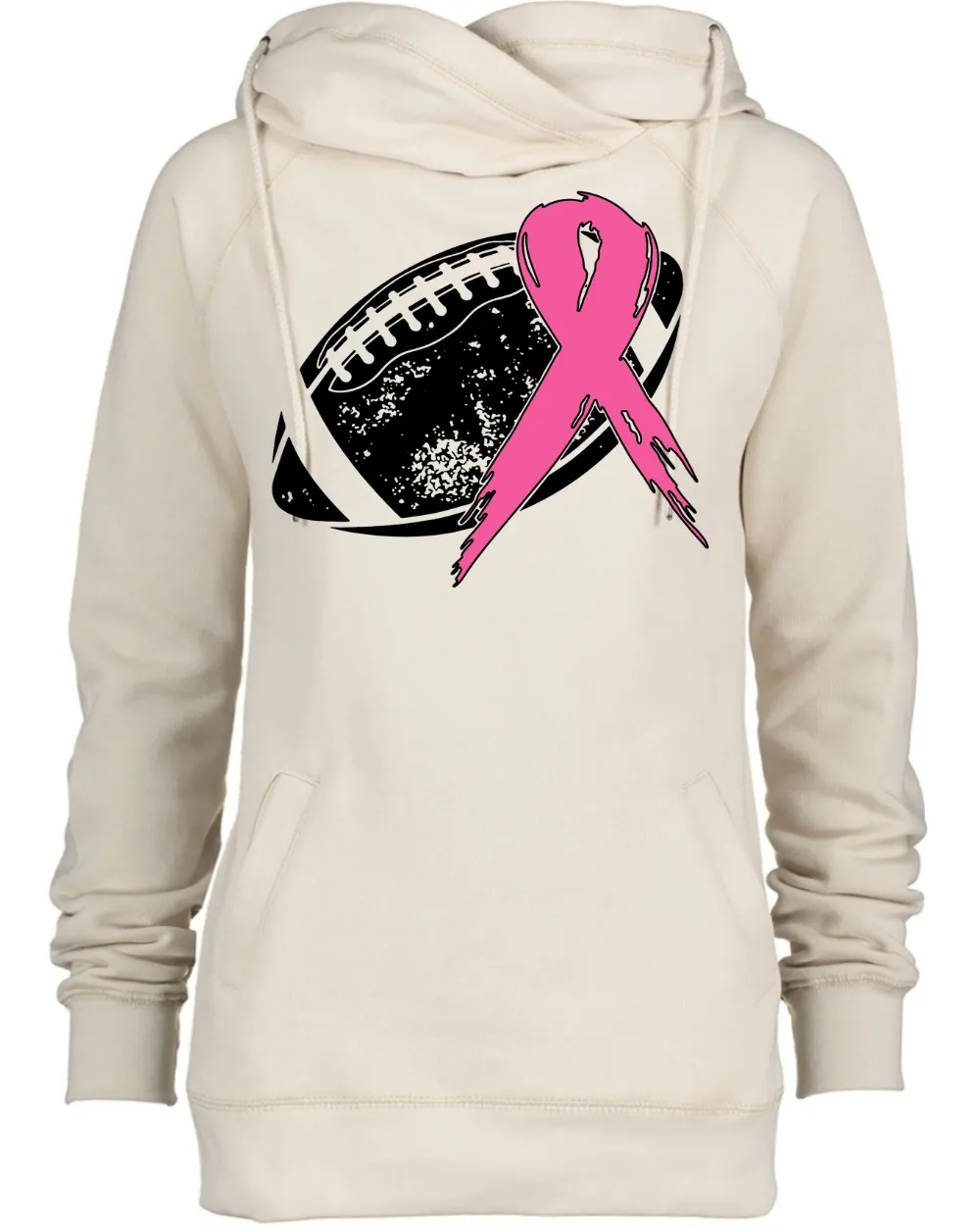 Football Ribbon Pink Out Tackle Cancer Football Cowl Double Hood Top