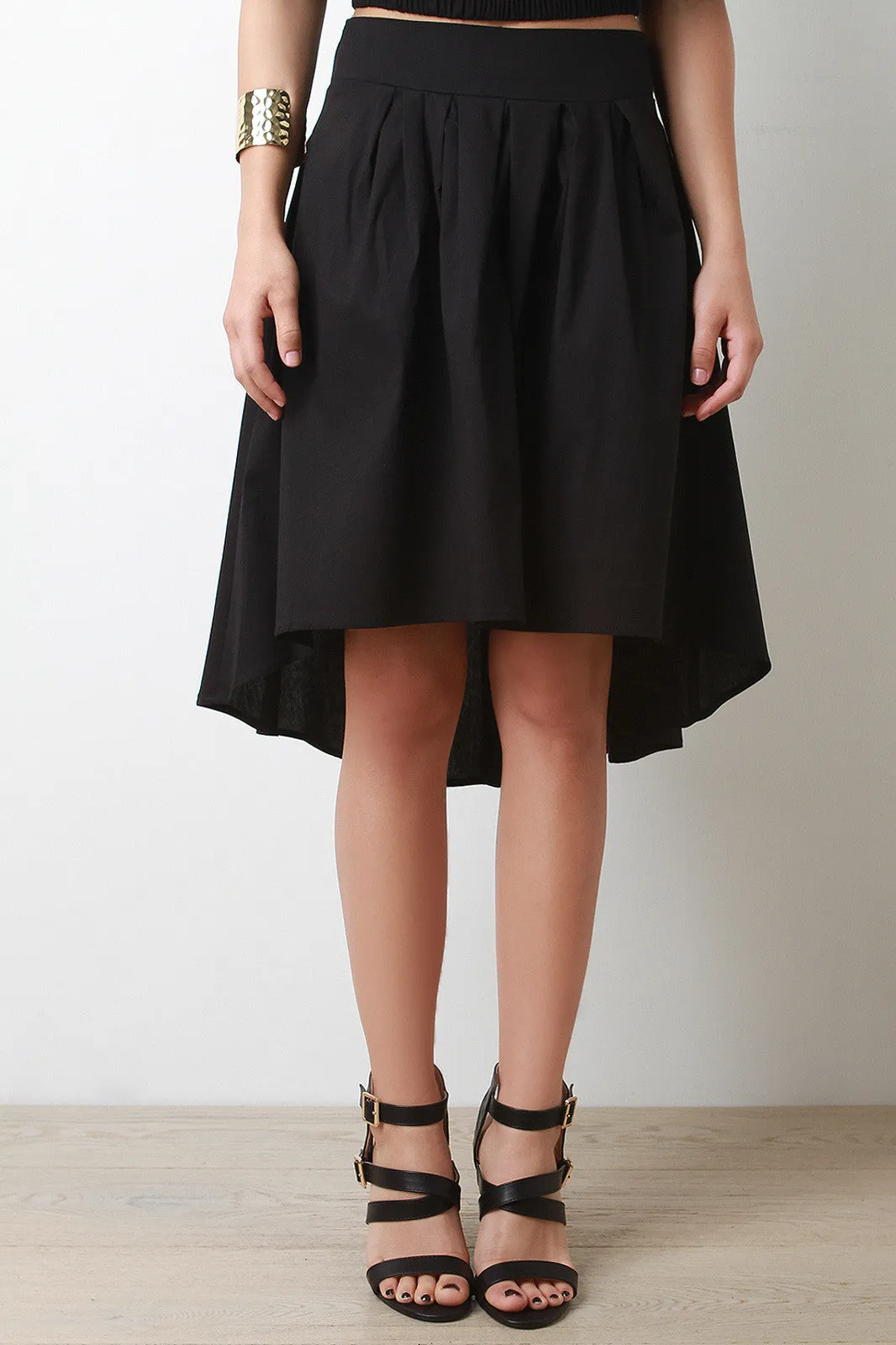 High Waist Tie High Low Hem Skirt