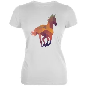 Horse Geometric White Juniors Soft T-Shirt