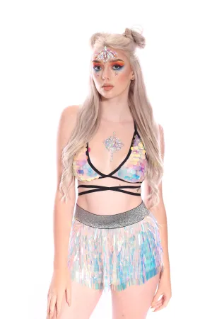 Iridescent Unicorn Tears Mini Sequin Skirt