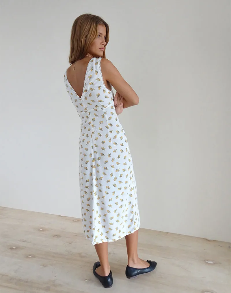 Lavisha Midi Dress in Funshine Floral Off White