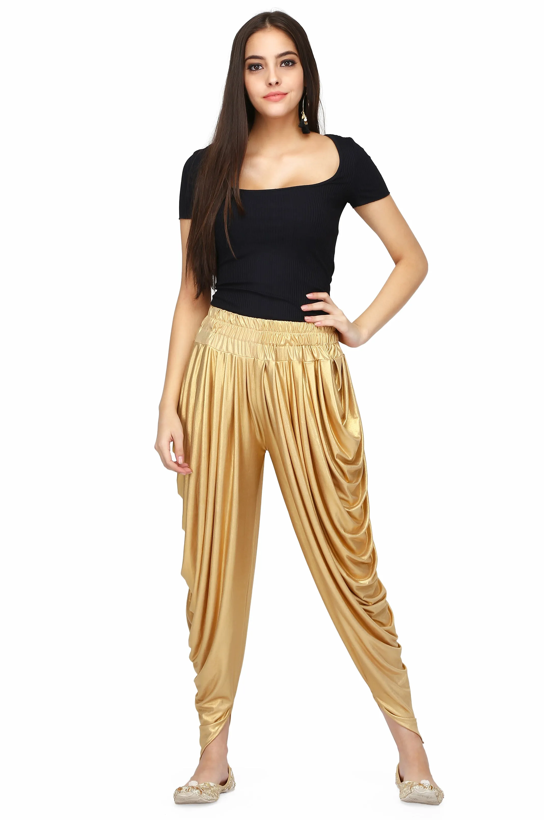 Legis Shimmer Blend Relaxed Comfortable Dhoti Pants Yoga Fitness Active Wear for Women Dance - Free Size