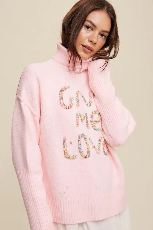 Listicle Give Me Love Stitched Turtleneck Sweater