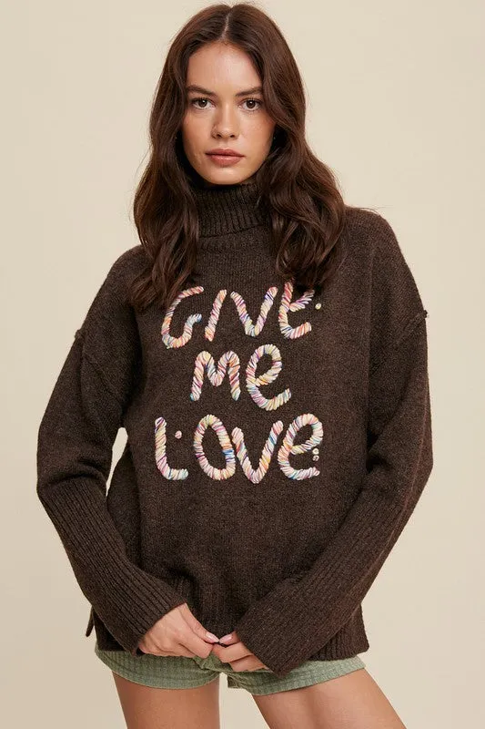 Listicle Give Me Love Stitched Turtleneck Sweater