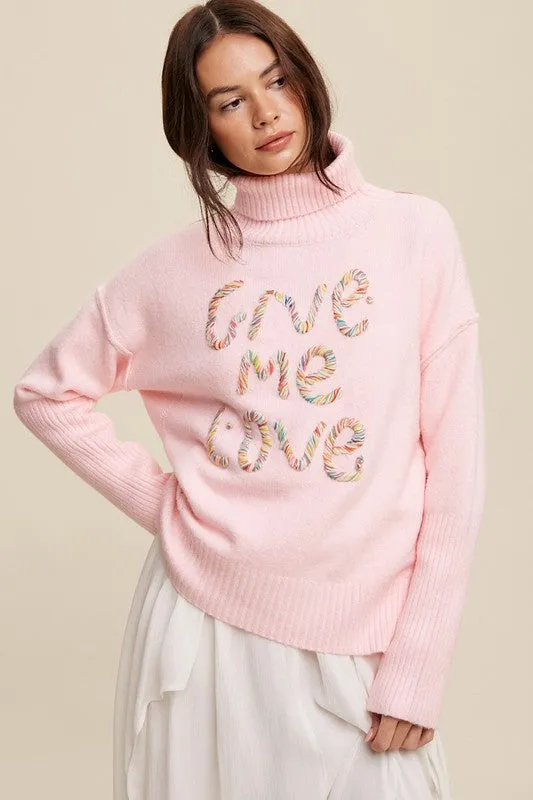 Listicle Give Me Love Stitched Turtleneck Sweater