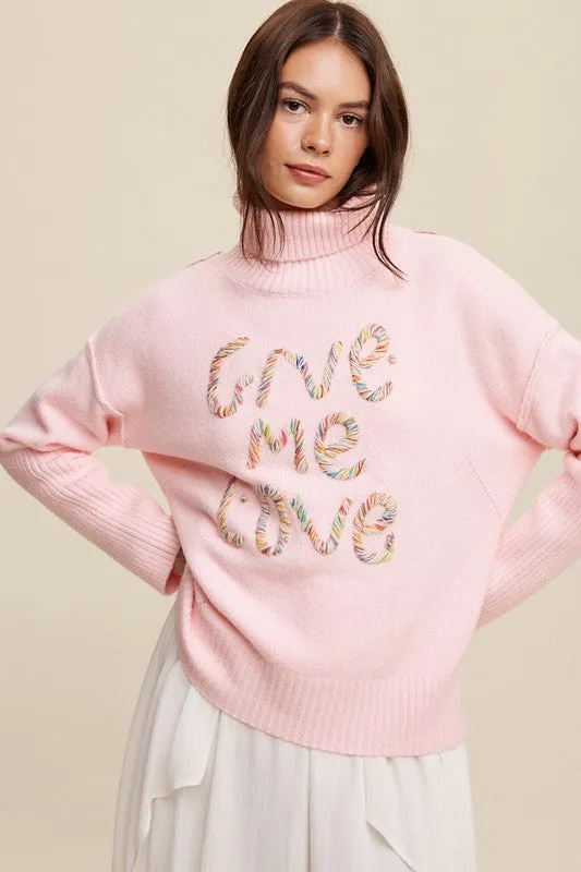 Listicle Give Me Love Stitched Turtleneck Sweater