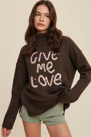 Listicle Give Me Love Stitched Turtleneck Sweater