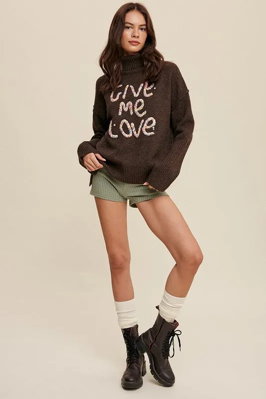 Listicle Give Me Love Stitched Turtleneck Sweater