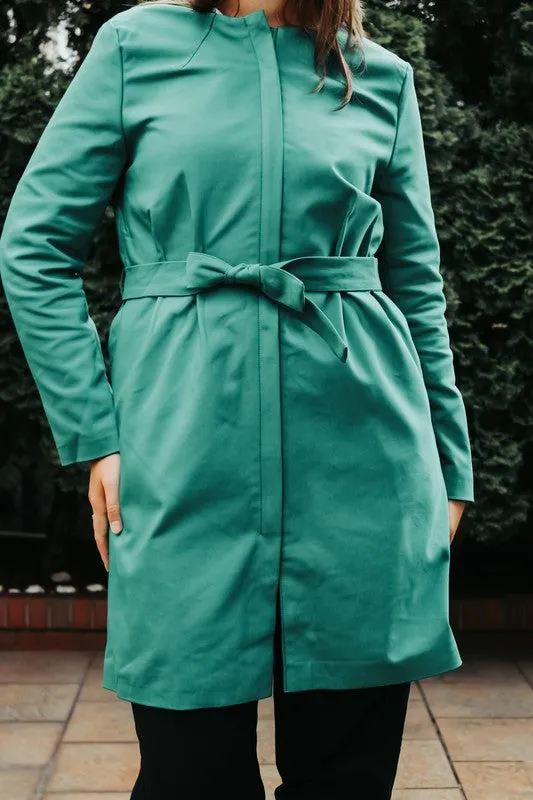 LONG BELTED JACKET WITH POCKETS