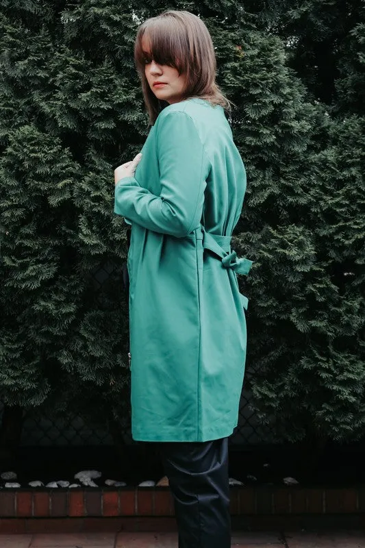 LONG BELTED JACKET WITH POCKETS