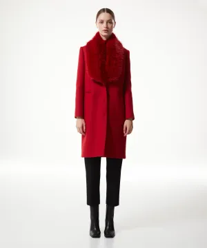 Machka Fur Garnished Coat Red