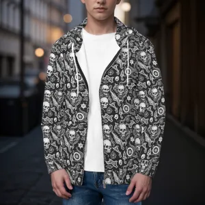 Mens Flying Skulls Classic Zip Up Hoodie Warm Jacket