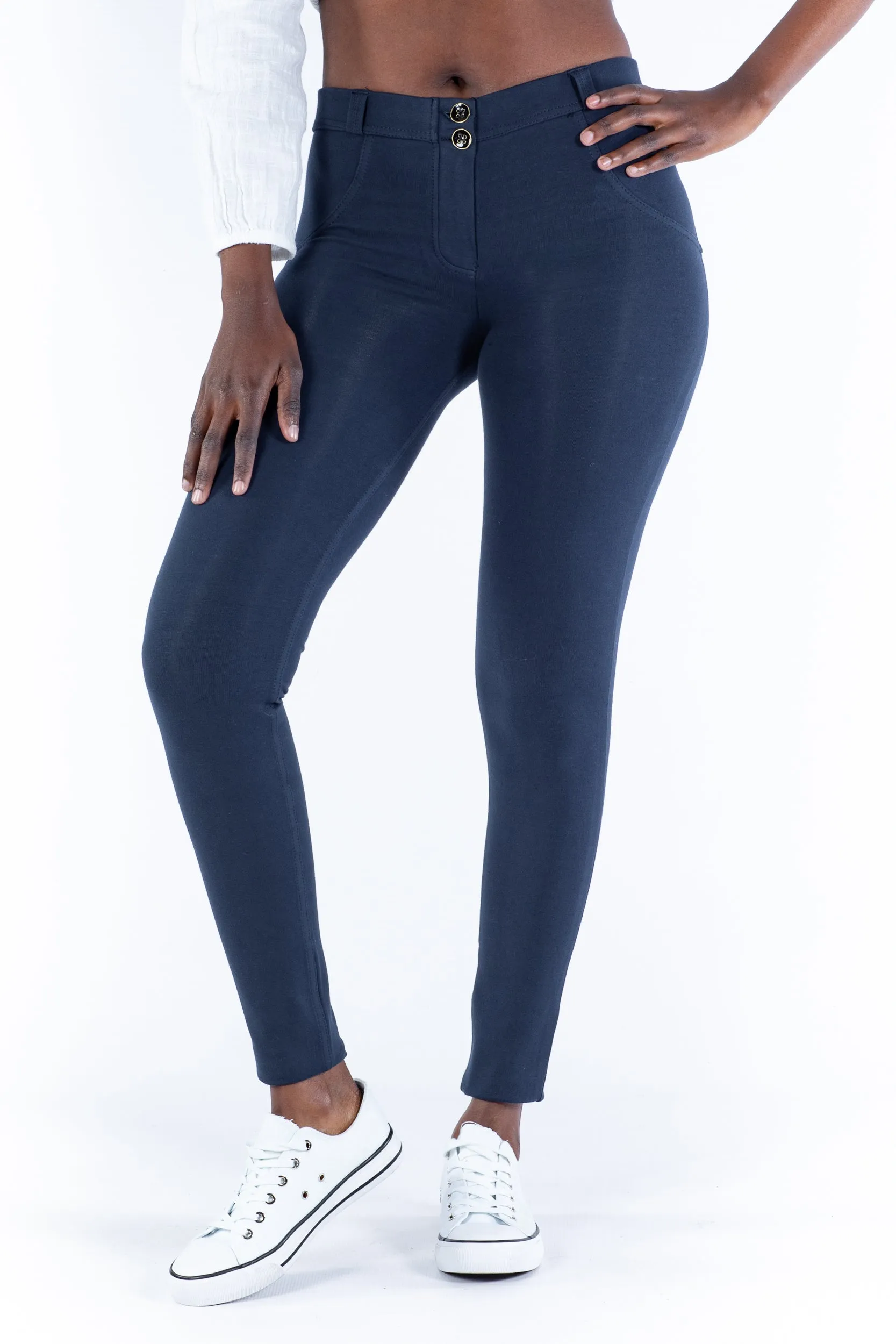 Mid waist Butt lifting Shaping pants - Navy Blue