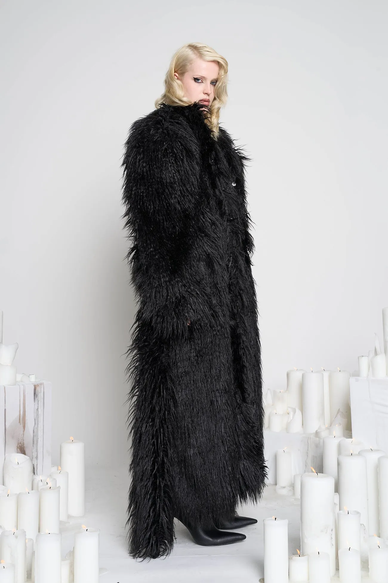 Midnight Faux Fur Coat