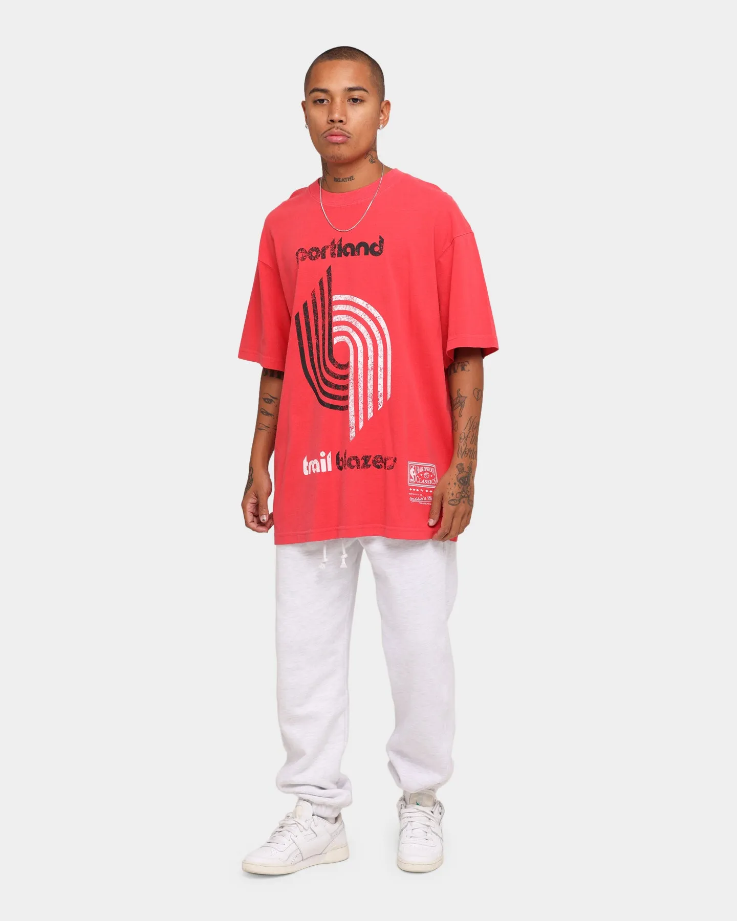 Mitchell & Ness Portland Trail Blazers Oversized TM CLR Logo T-shirt Faded Red