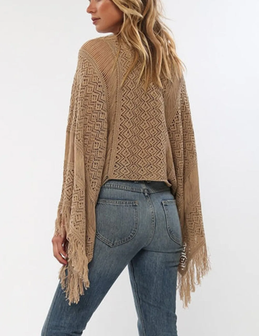 Natalia Fringe Crochet Sweaters Cover Up