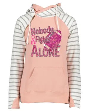 Nobody Fights Alone Pink Out Tackle Cancer Football Cowl Double Hood Top