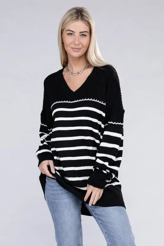 NUVI APPAREL Striped Pattern Knit Sweater