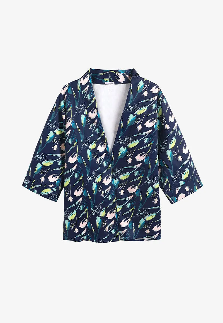 Oriel CNY Tulip Collection Kimono Outerwear - Blue