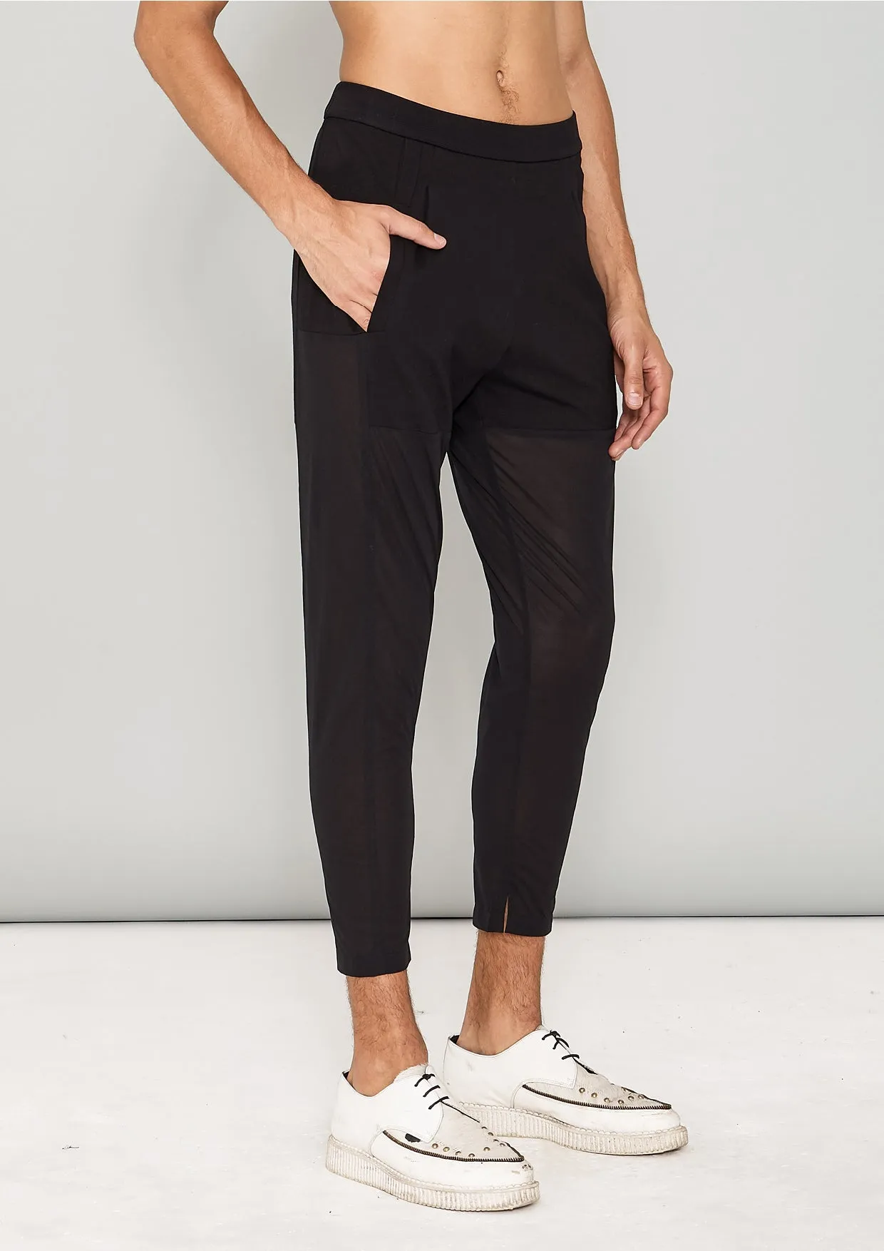 PANTS PATCHWORK - COTTON JERSEY black transparent/opaque