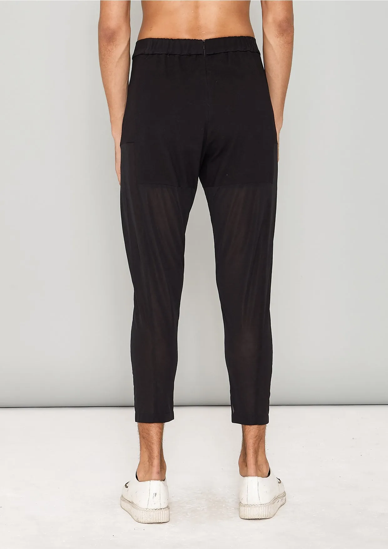 PANTS PATCHWORK - COTTON JERSEY black transparent/opaque