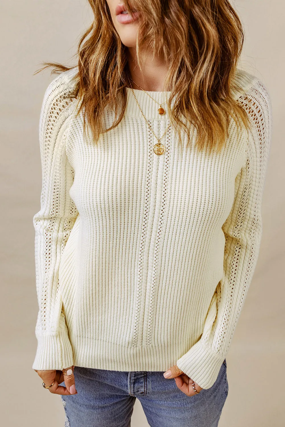 Plain Off Shoulder Knit Pullover Sweater